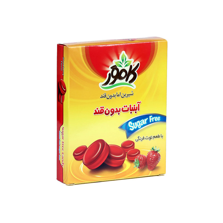 آبنبات بدون قند توت فرنگی کامور