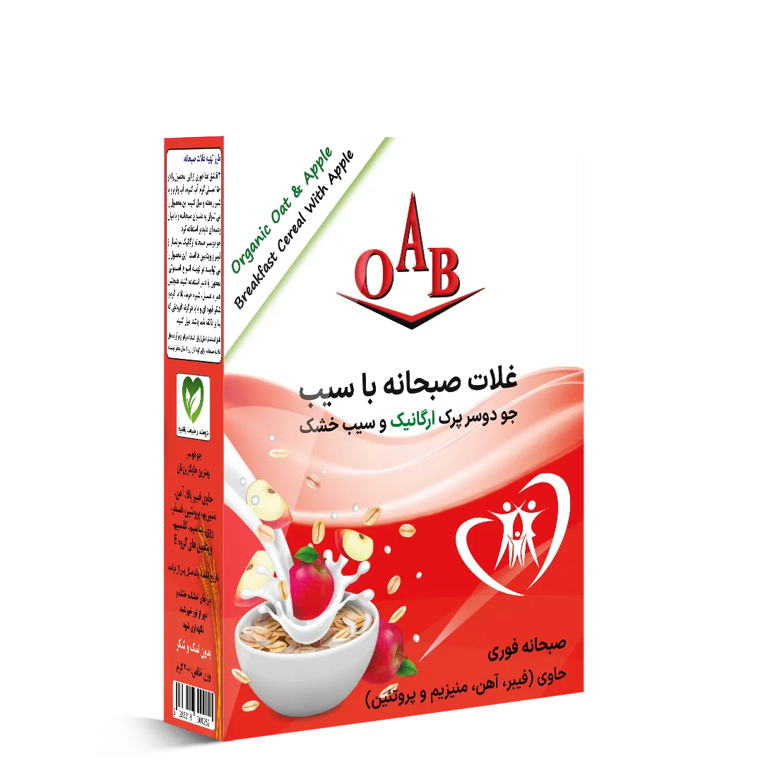 غلات صبحانه با سیب و جودوسر پرک و سیب خشک